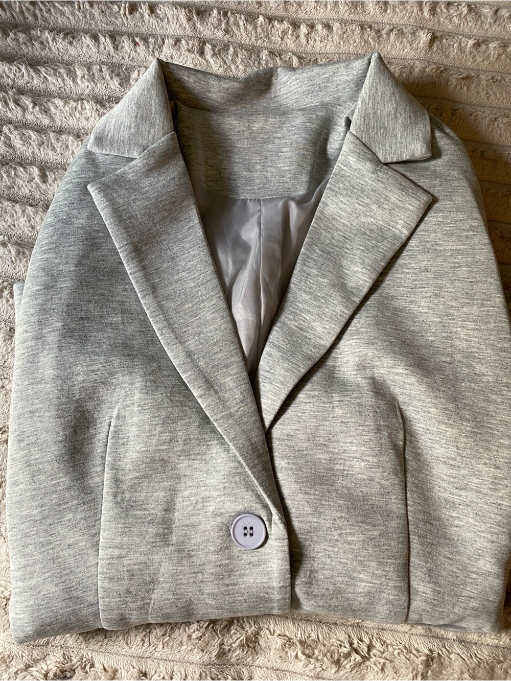 NWOT, Woman Light Gray Business Suit - Casual with Pin Strip Down Big Pocket - Picture 5 of 5